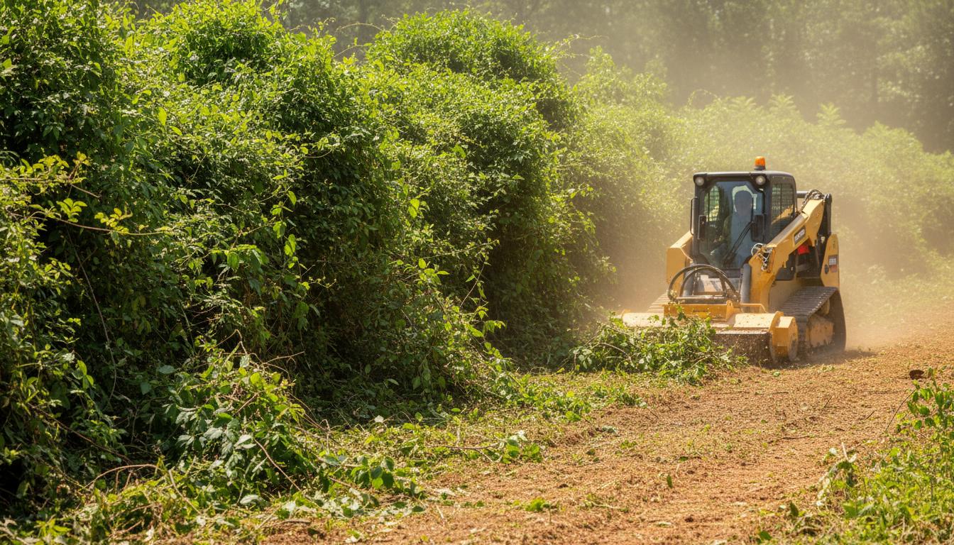 Brush clearing equipment removing dense undergrowth